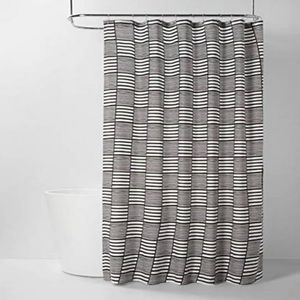 NWT Room Essentials Colorblock Stripe Shower Curtain Black/White